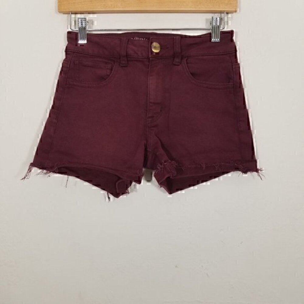 American Eagle Hi-Rise Shortie Super Stretch Shorts Red Size 0